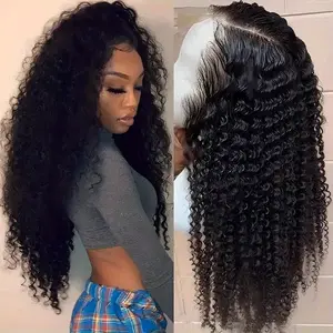 Density Curly Lace Forehead Cosplay Wig Real Hair 4X4 Deep Wave Transparent Lace Forehead Cosplay Wig with Pre-Pulled Curl Cosplay Wig Density Glue Free Brazilian Lace Forehead Cosplay Wig Real Hair