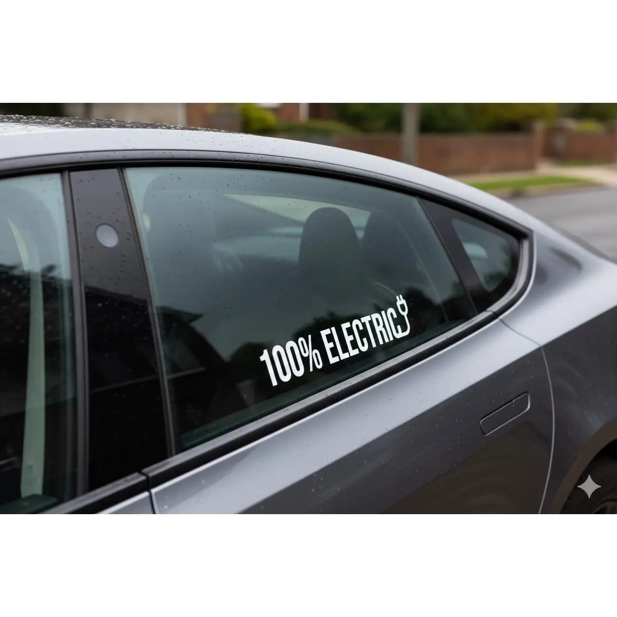 100% Electric Vinyl Decal - EV Car Sticker for Tesla, Rivian, Lucid - Eco Friendly