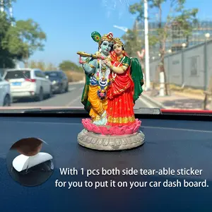 India Idol Radha Krishna Figurine - 3.9”H Hindu Murti God Krishna Radha Statue for Car Dashboard Decor Home Office Temple Mandir Altar Shrine Pooja Decor Diwali Spiritual Gifts
