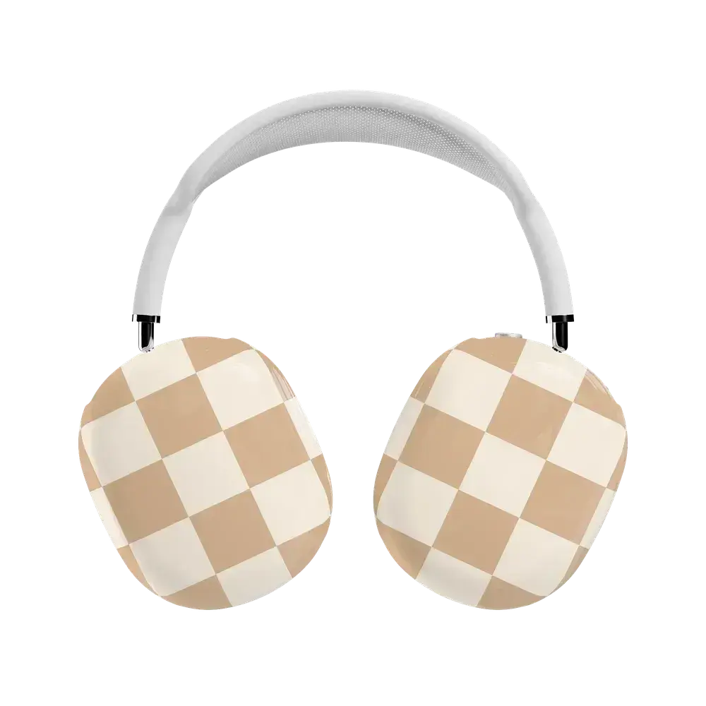 Durable Hard Shell Headset Case for AirPods Max - Over Ear Audio Accessory with Protection, Snap-On Cover, Fit Check, Fashion-Forward Touch, Neutral Checkerboard Design, Non-Woven Material, Everyday Use, Manufacturer Warranty, Everyday Wear