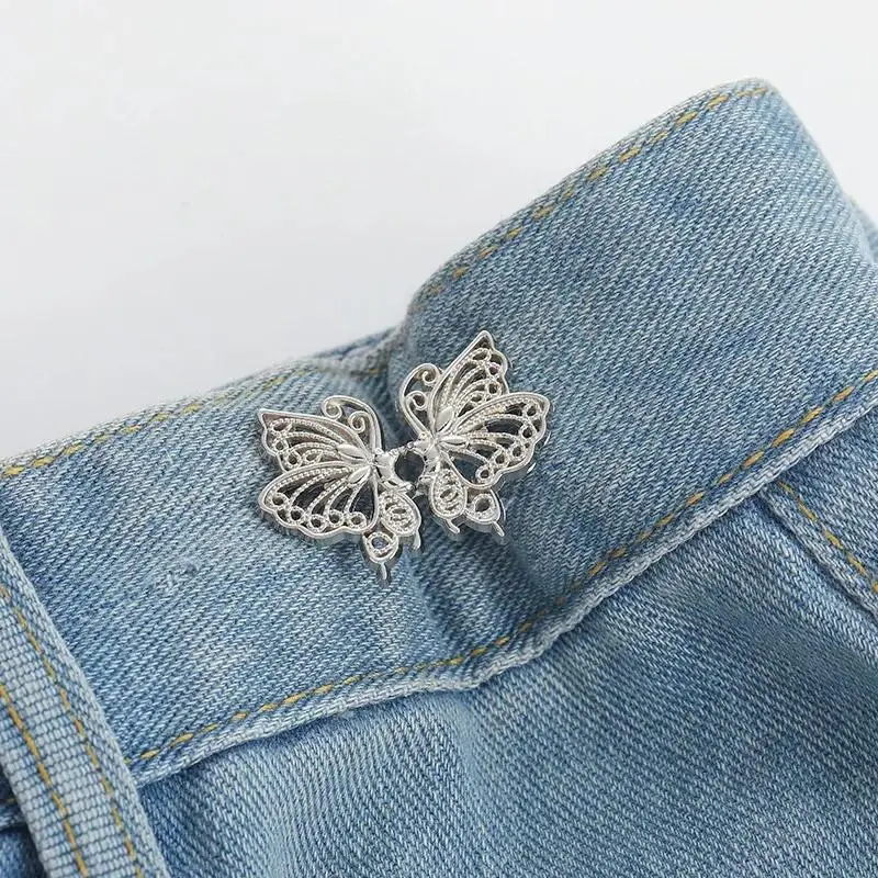 Jeans Button Adjustable Clips for Pant Skirts Waist Tightener Buckle Snap Button Adjuster Butterfly Pin Button Clothing Supplies Accessory