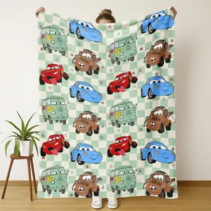 Cartoon Racing Blanket Soft Flannel Throw, Comfortable Bed Sofa Blanket, Ideal Gift, Cozy and Stylish Home Accessory
