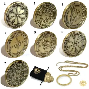 7 Pentacles of Mars Coin Set with 1FitAll Bezel Necklace – 72 Names of God