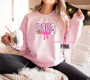 PINK Christmas doodle sweatshirt-MAMA, AUNTIE, GRANDMA, MIMI, GIGI, WIFE,TIA, TEACHER, NURSE