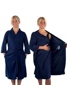Breast Cancer Post Surgery Mastectomy Recovery Robe with Internal Drain Pockets