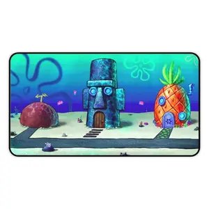 Spongebob Houses Desk Mat, Mouse Pad, Office Decor, Office Gifts, Gaming, Gaming Pad