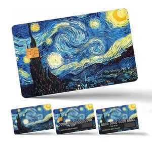Starry Night Themed Credit Card Skin Sticker, 4 Counts Ultra-thin Waterproof Scratch Resistant Card Sticker, Personalized Bank Card Skin Protector