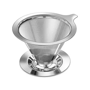 Reusable Stainless Steel Pour Over Coffee Filter Set Stainless Steel Pour Over Dripper - Home & Office Coffee Tool