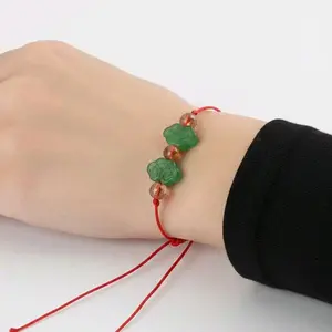 Handcrafted Harmony: Jade & Glass Tie-On Bracelet