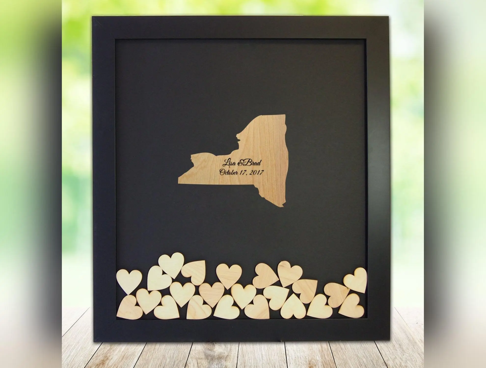 Drop Box Guest Book Frame with New York Wooden Insert
