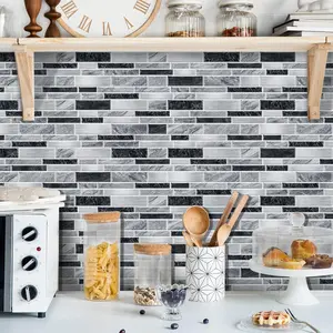 Self-adhesive faux marble ceramic tile wall decals, Tile Stickers, waterproof and oil-resistant wallpaper, easy-to-clean and heat-insulating wallpaper suitable for kitchens, bathrooms, living rooms, dining areas, and decorative zones, Stick On Backsplash