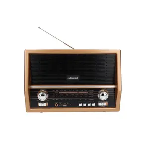 RadioShack Retro AM/FM/SW Radio 4001800 - Dual Speakers, Rechargeable Battery, Bluetooth Input, USB & microSD Playback, Built-in MP3 Player, Nostalgic Design, AUX-in Port - Audio