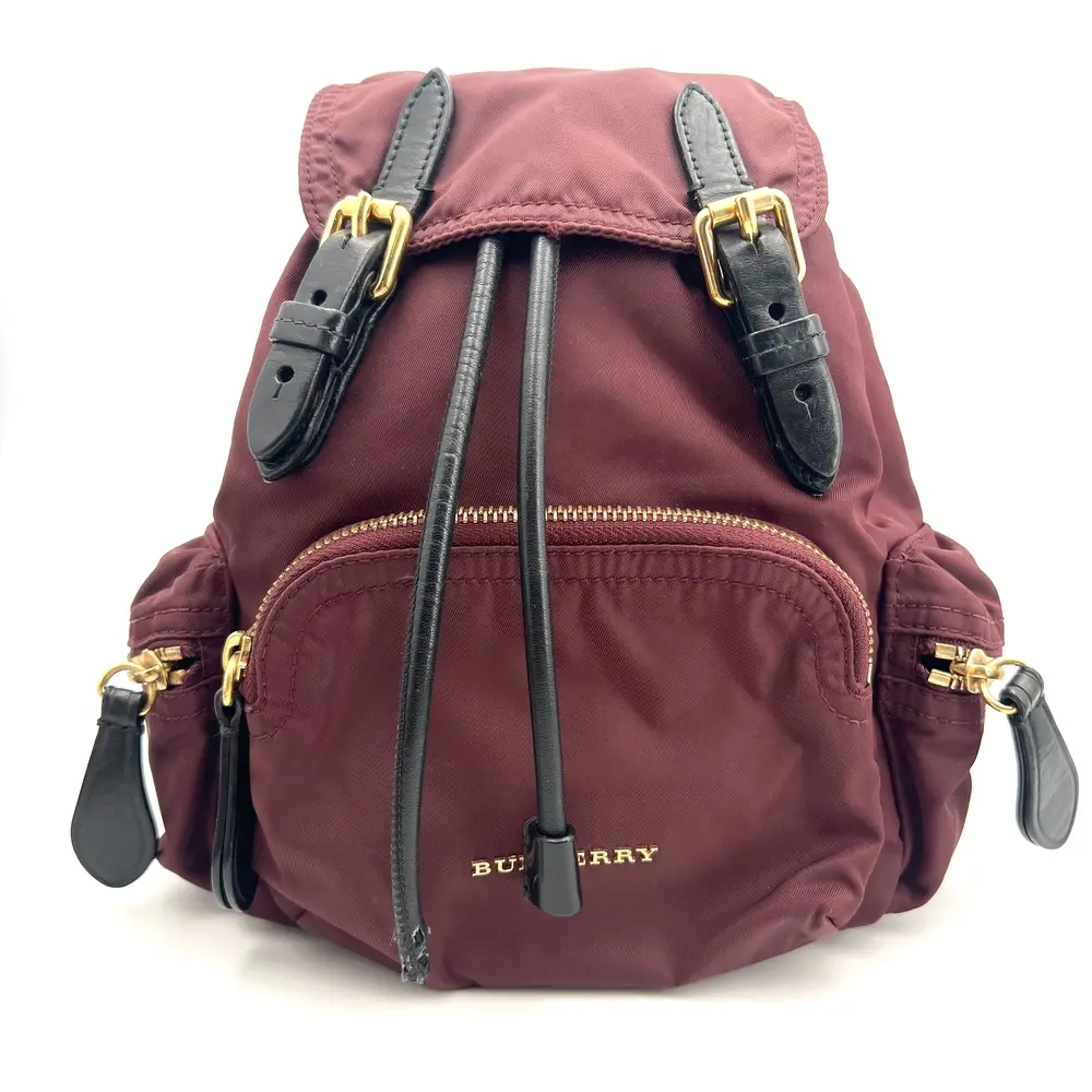 Pre-owned BURBERRY Nylon Small Rucksack Backpack Burgundy Red