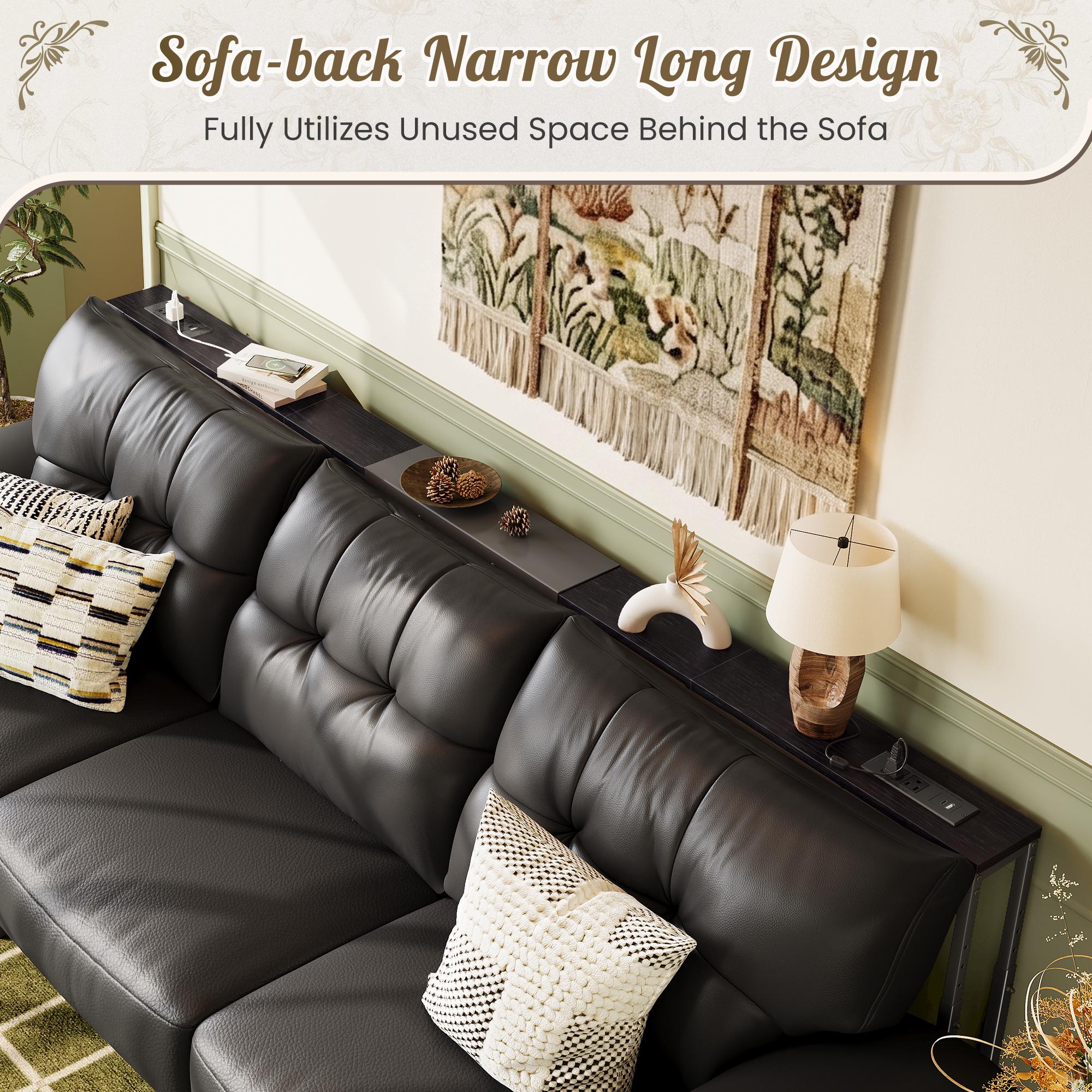 Huuger Narrow Console Table with Power Outlets & USB-C, 23.6"-35.4" Adjustable Height Sofa Table Behind Couch, Extendable Long Console Table, Wall-Protected Pads Huuger Narrow Console Table with Power Outlets & USB-C, 23.6"-35.4" Adjustable Height Sofa Table Behind Couch, Extendable Long Console Table, Wall-Protected Pads