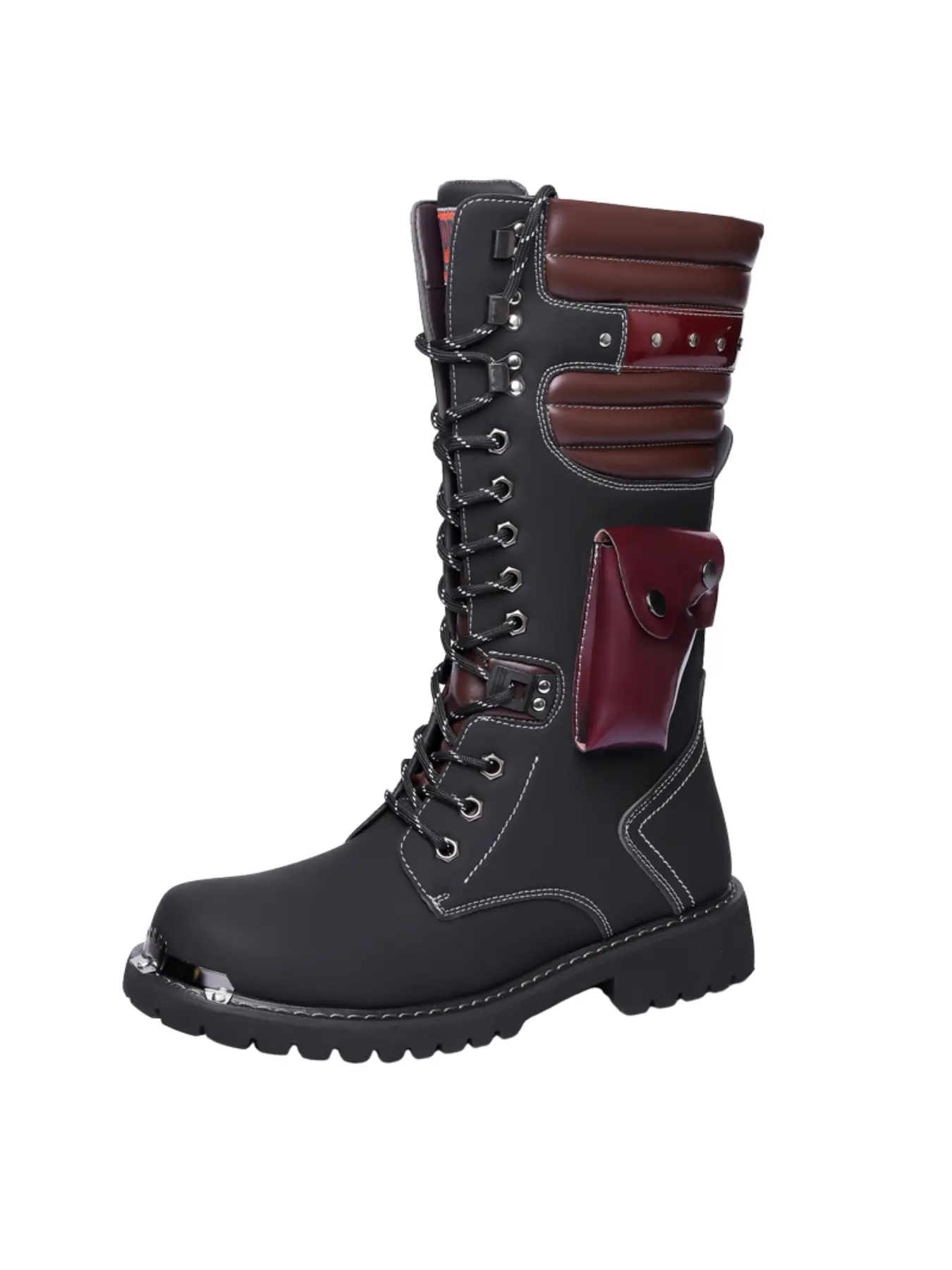 Men Personalized Retro High Top Boots General Boot Classic Black Lace Up Western Cowboy Knight Boots Motorcycle Boots