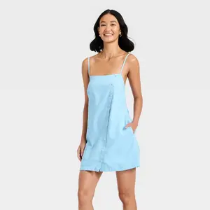 Women's Button-Front Linen Mini Dress - A New Day