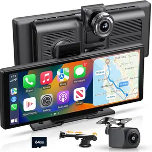 Srnubi 10.26 Inch Portable Wireless Car Screen for Carplay & Android, HD IPS Screen Car Video Player with 1080P Backup Camera & GPS Navigation, Car Player with Dashcam, Automotive, Wireless Carplay Adapter, Dashboard, Vehicle, Carplay Dashcam, Bluetooth