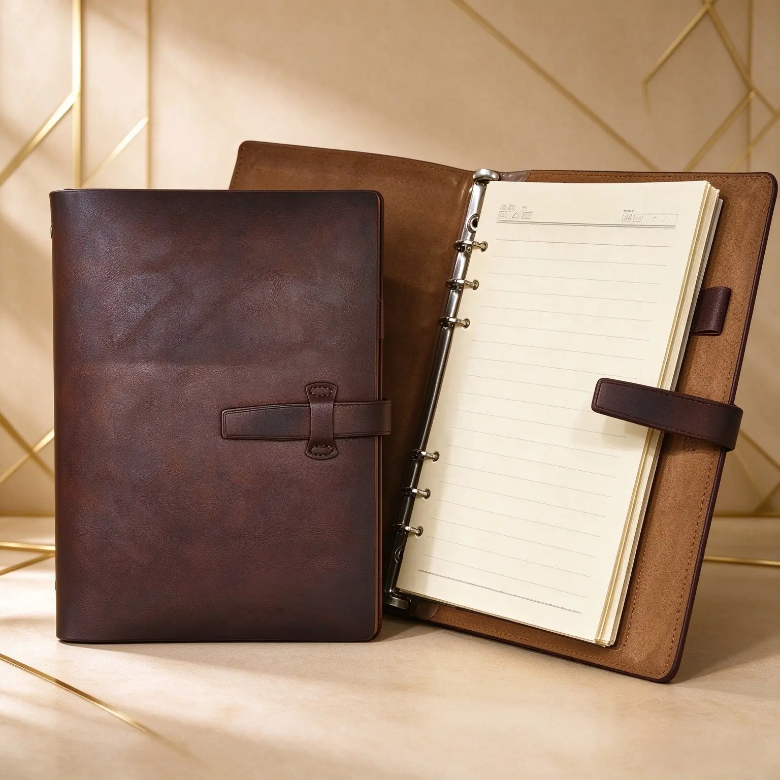 High-End A5 Refillable Leather Binder Notebook (1 Book) - 6.77x8.94in, 80 Sheets/160 Pages Beige Dowling Paper, Soft Split Leather, Waterproof, Wear-Resistant, Anti-Aging Oil Edge, Replaceable Core, Office Business Gift