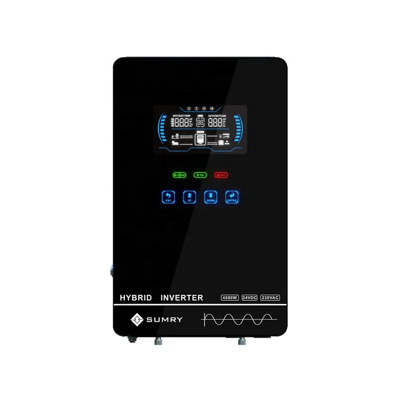 Sumry 24V DC 4000W Hybrid Solar Inverter - Pure Sine Wave, 140A MPPT Controller, 5600W Max PV Input, SBU Priority Mode, Safety-Focused, Light & Modern, Easy-Install for Home Backup, RV Use with Solar Panels