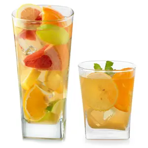 Libbey City Tumbler and Rocks Glass Set, Elegant Drinkware Glasses Set, Tall Drinking Glasses with Modern Lines, Dishwasher Safe Drinking Glasses Set of 16