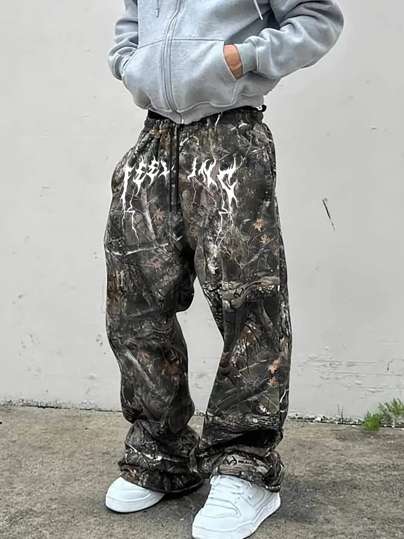 Men's Casual Loose-Fit Sweatpants, Camouflage Tree Print, Streetwear Style, Athleisure Menswear, All-Seasons Comfortable Athletic Pants, Athleisure Pants