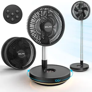 Belife X10 Portable Fan, Cordless Battery Powered Fan, USB Fan Rechargeable Oscillating Desk Floor Fan with Remote & Timer & Light Foldable for Home Bedroom Travel Camping, 7200mAh, 10inch (Black)
