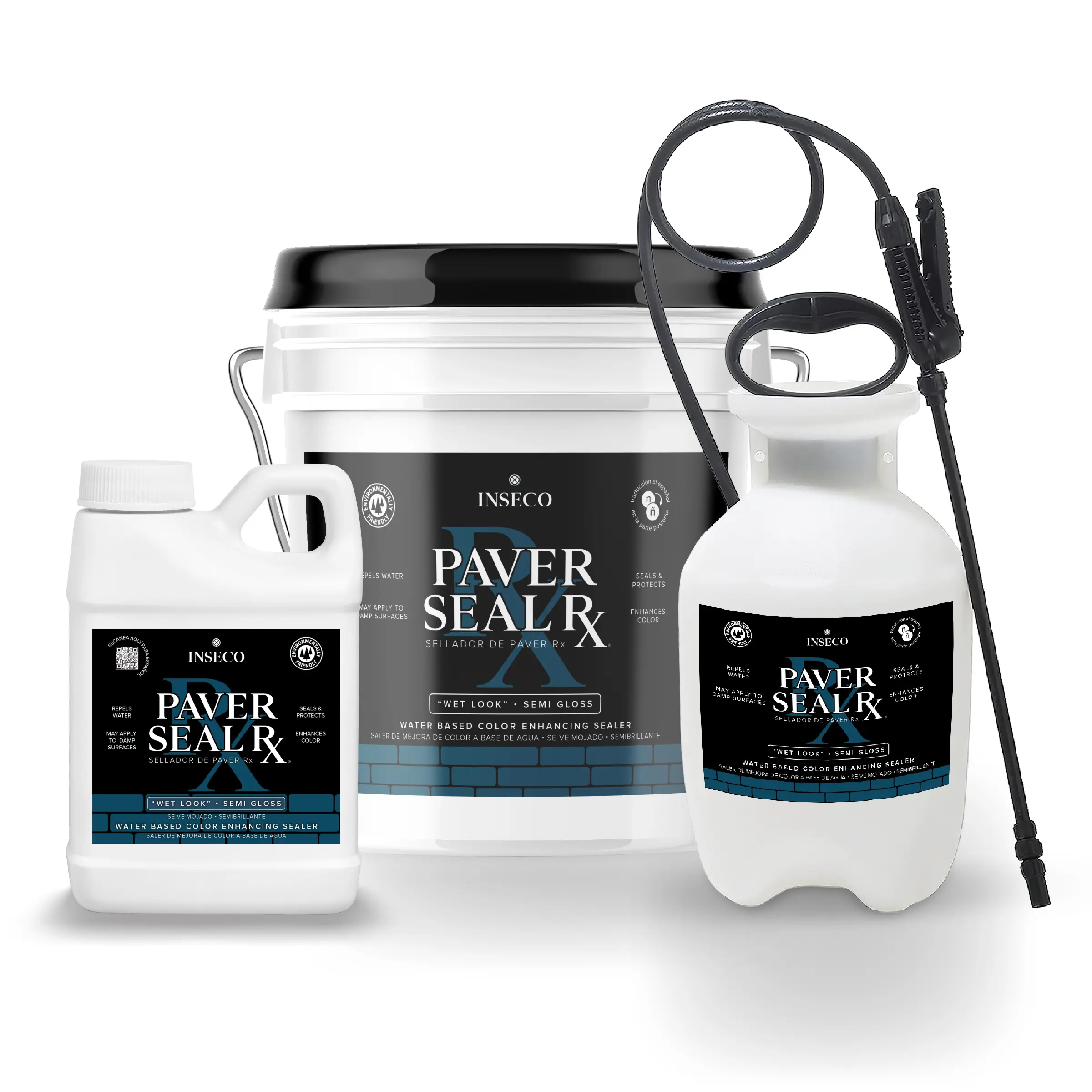 PAVER SEAL Rx – Semi-Gloss – Water Based Color Enhancing Sealer – for Concrete & Brick Pavers