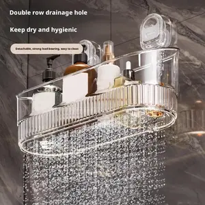 No-Drill Bathroom Suction Storage Box -2025 Upgrade Large Capacity & Strong Load-Bearing,Storage Holder Shower Shelf Heavy Duty Shower Kitchen Organizer (A)