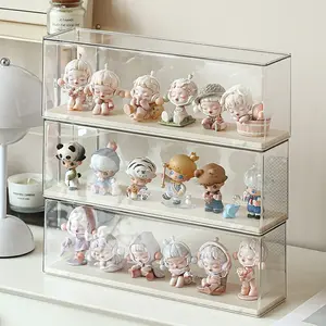 Solid Color Blind Box Storage Display Stand, Acrylic Transparent Display Box, Dustproof Cabinet, Small Figurine Desktop Storage Box, Used for Doll Toy Collectibles, Stackable for Protection, Storage, and Organization, Cute Collectible Figurines