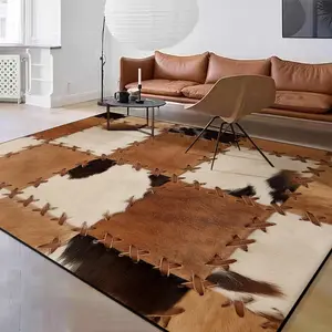 Vintage Faux Fur Pattern Carpet, Home Decorative Soft Area Rug, Anti-Slip Low Pile Lightweight, Suitable for Living Room Bedroom Dining Room Home Office Decor