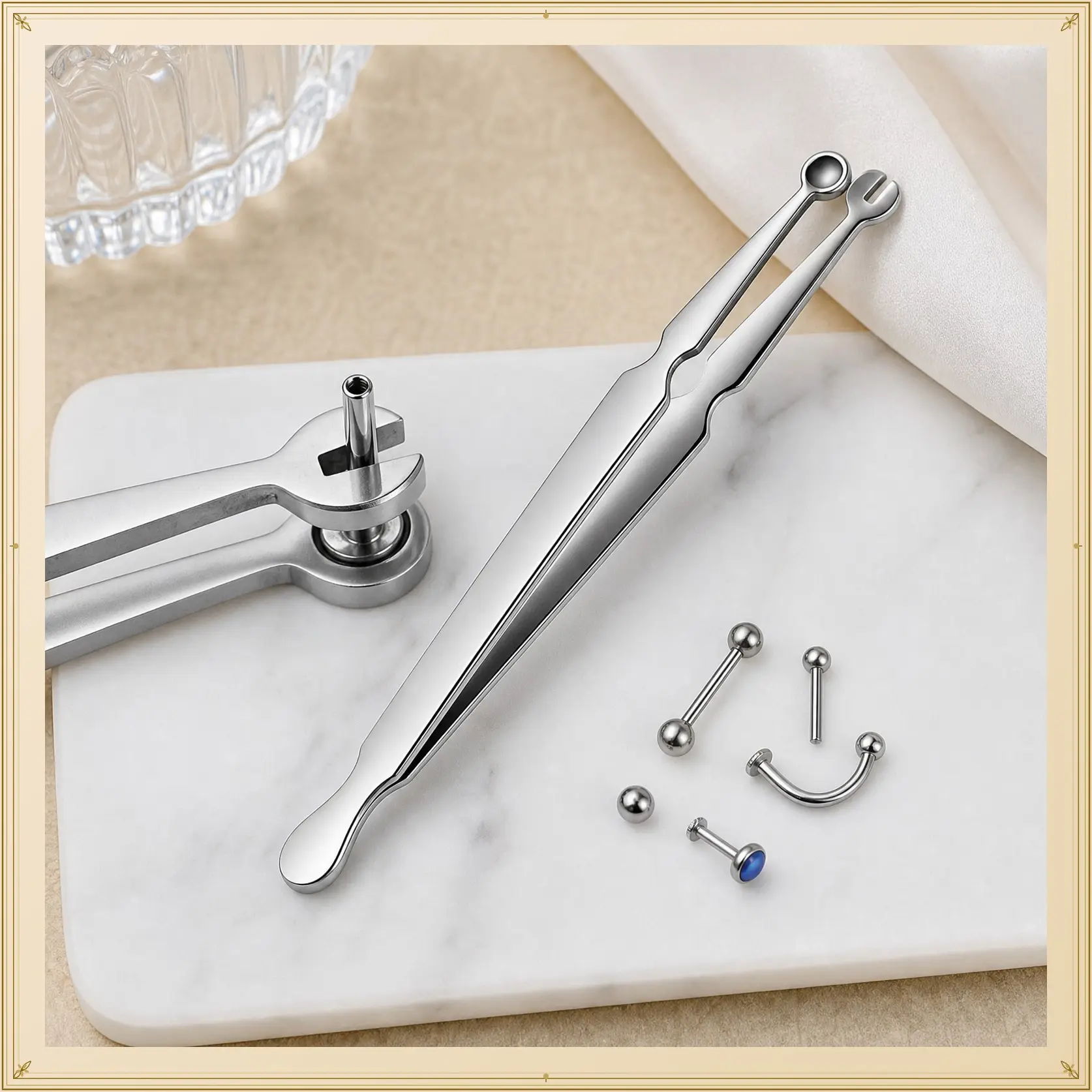 Unisex Piercing Clamp for Easy Jewelry Removal and Changing, Multi-Purpose Metal Tool for Cartilage, Tragus Piercing, and Forward Helix Studs, Versatile Tool, Labret Stud Piercing Jewelry, Body Jewelry Set