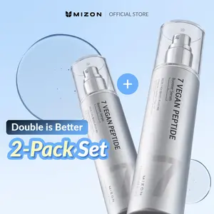 2-Pack MIZON 7 Vegan Peptide Booster Serum (150ml) – Booster Serum, Hydrating & Pore-Minimizing First-Step Serum with 7 Vegan Peptides + Niacinamide + Hyaluronic Acid | Lightweight Watery Texture | Simplifies Your Routine in One Step | Korean skincare