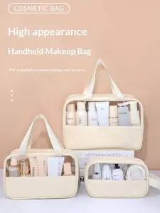 Waterproof Transparent Makeup Bag, Portable Large Capacity Travel Kit, High-Profile PVC Cosmetic Organizer, Daily Skincare & Business Trip Use, Cosmetic Travel Bags