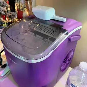 Product Review of EUHOMY Ice Maker Countertop with Handle, 26lbs in 24Hrs, 9 Ice Cubes Ready in 6 Mins, Auto-Cleaning Portable Ice Maker with Basket and Scoop, for Home/Kitchen/Camping/RV. (2024 New Silver) Utensils from J**e