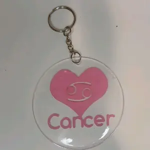 womens Zodiac Sign 3in pink  Keychain
