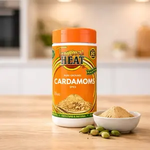 Tropical Heat Pure Ground Cardamoms Spice - 100gJar, Rich & Natural Flavor, Ideal for Cooking & Baking