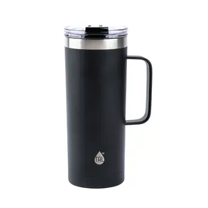 TAL Stainless Steel Mountaineer Travel Mug 20 oz Black Durable Outdoor Enthusiast Mug for Hot Cold Beverages