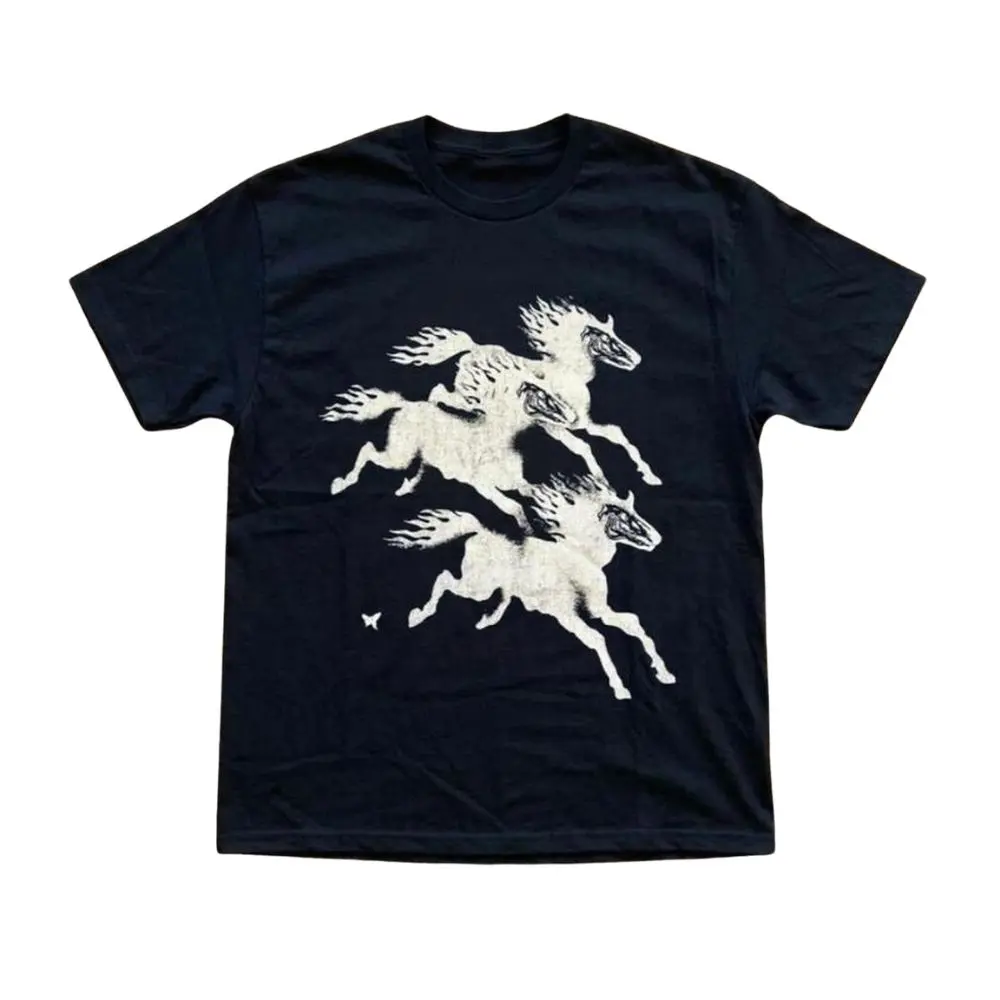 Wild Spirit Horse Graphic Tee, Three Running Stallions Vintage Tee, Gift For Woman, Casual Streetwear, Trending Shirt