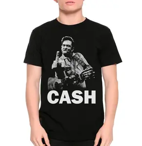 Johnny Cash T-Shirt – Vintage Guitar Portrait Graphic, Perfect Gift for Country Music Fans, Men's Cotton Tee