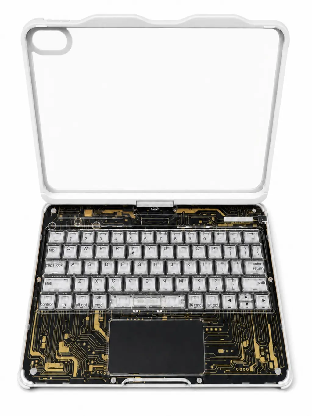 11 Inch Transparent Cyber iPad Keyboard Case with 360° Rotation & Magic Trackpad, Wireless Bluetooth 7-Color RGB Backlit Keyboard Cover, Silent Typing Shockproof Protective Case for iPad Air & iPad Pro, Auto Sleep/Wake, iPad OS 16.5+