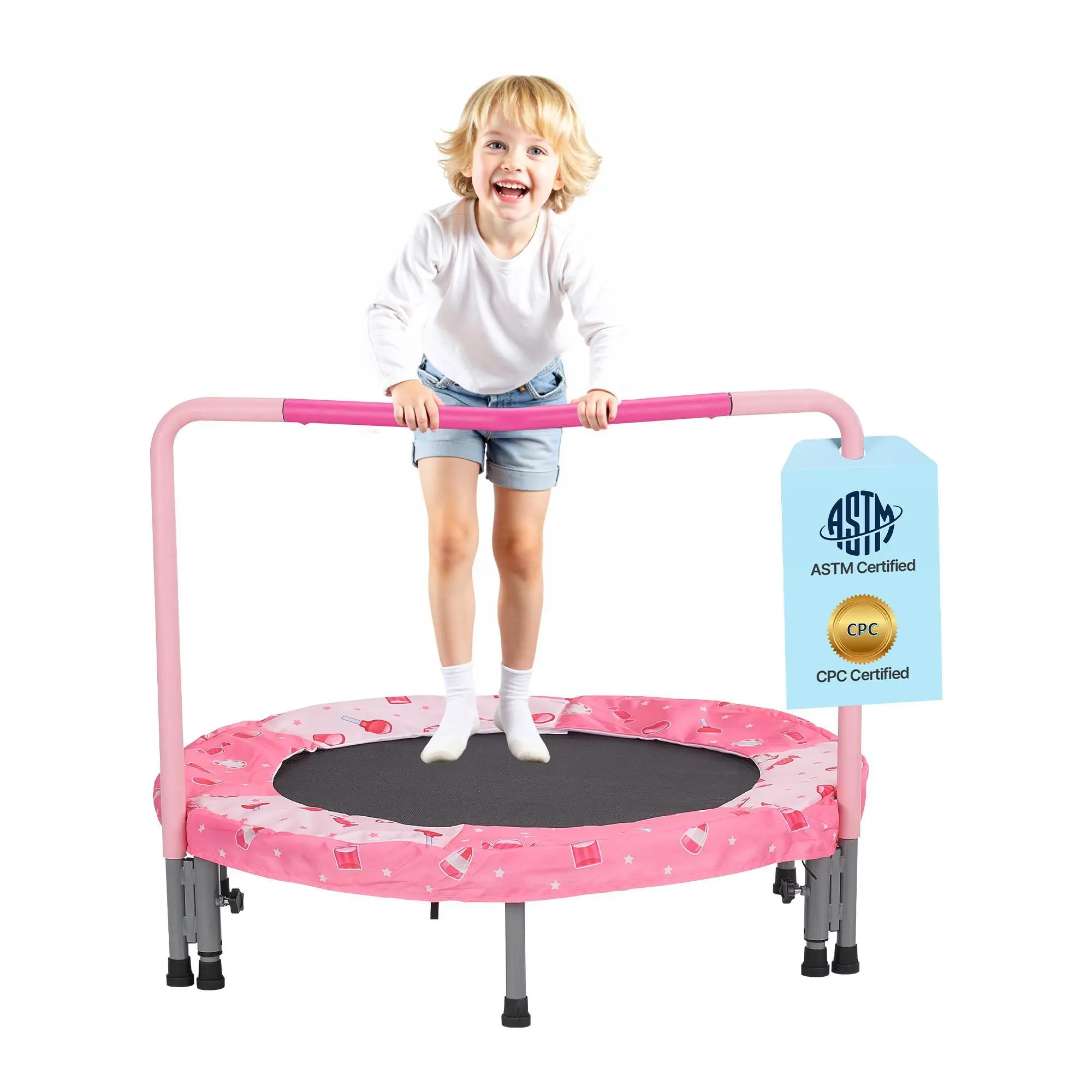 VEVOR 36" Kids Trampoline,  3FT Indoor Outdoor Trampoline, Foldable Mini Trampoline with Handle, Rebounder Trampoline for Toddlers, Birthday Gift for 3+ Years Children, Boys Girls for Fun, Red#BackToSchool