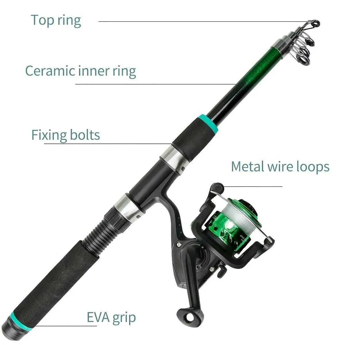 Adjustable Lure Fishing Rod Set, Fishing Combo, Dual Color Options, Portable Lightweight Spinning Reel, Includes Fake Bait Hooks, Beginner Freshwater Saltwater Gear