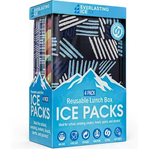 Reusable Ice Packs for Lunch Boxes & Coolers (4 Pack) Flexible, Long-Lasting, BPA Free, Versatile Soft Ice Pack for Insulated Bags, Picnic, Travel, and More