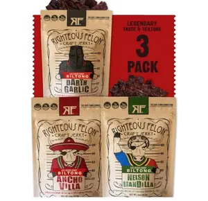 Biltong Beef Jerky Variety Pack | South African Biltong Snack Packs for Adults | High Protein, Keto-Friendly, Low Sugar | Made with Premium Meats | Beef Jerky Gifts for Men | 3 Pack