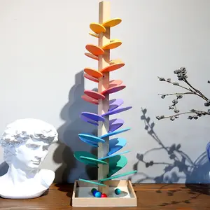 Baby Birthday Gift Choice! Wooden Rainbow Music Tree Ball Toy, Color Recognition Early Education, Disassemblable Fun Assembly
