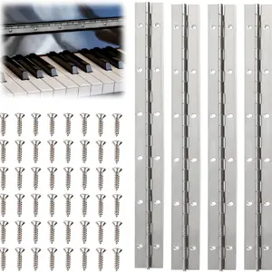 4-Piece Piano Hinge Set, Width 30cm, Stainless Steel, Heavy-Duty Polished Continuous Folding, Large Boats, Cabinets, Furniture, Spring Door Window