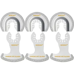 6Pcs Diamond Oscillating Multi Tool Blades Precise for Mortar Cutting, Grout Removal and Soft Tile Cut