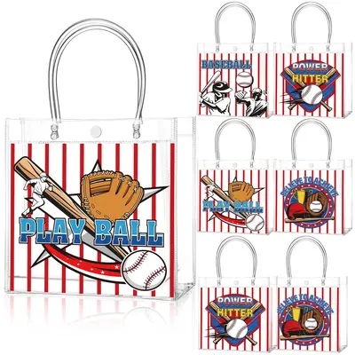 12 X Transparente Baseball-Geschenktüten Aus PVC, 20x10x20 Cm - Mit Griffen Für Sportpartys, Geburtstag & Feiern