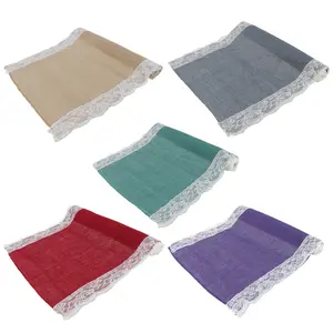 Lace Trim Burlap Table Runners
