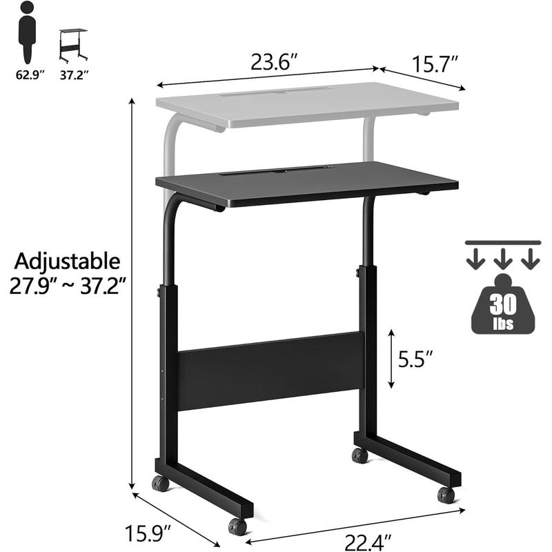 Small Standing Desk Adjustable Height, Portable Treadmill Desk, Mobile Table Ideal for Laptops and Tablets, Black Small Standing Desk Adjustable Height, Portable Treadmill Desk, Mobile Table Ideal for Laptops and Tablets, Black
